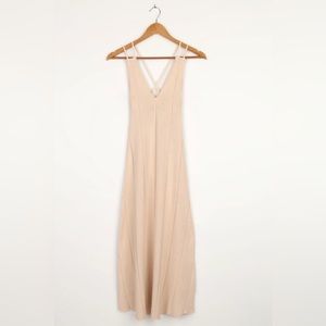 Lulus Beige Ribbed Knit Midi Dress